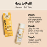 The Honest Company Refresh Shampoo + Body Wash Refill - Citrus Vanilla - 32 fl oz: Basic Cleansing, All Hair Types, Daily Use