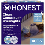 The Honest Company Clean Conscious Disposable Overnight Diapers Cozy Cloud + Star Signs  - (Select Size and Pattern)